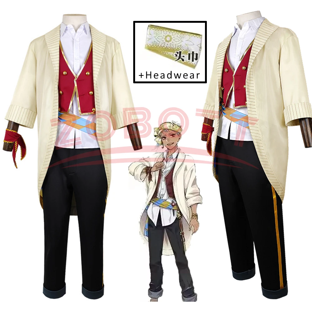 

Kalim Al-Asim Cosplay Costume Uniform Set Twist Wonderl Night Raven College Costume Scarabia Kalim's Wigs Headwear Halloween