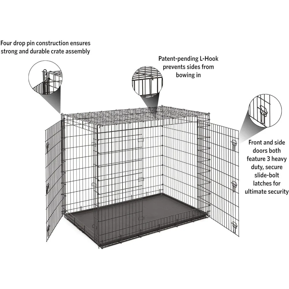 Imagem -05 - Double Door Dog Crate para Cães Maiores Sl54dd Ginormus Great Dane Mastiff st Peter Preto Xxl Raças