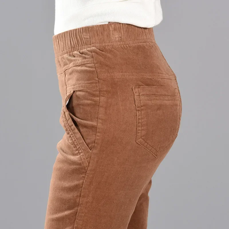 Pantaloni di velluto a coste pantaloni lunghi a vita alta donna Plus Size Plus pantaloni a matita Casual in velluto Pantalon Femme pantaloni cargo