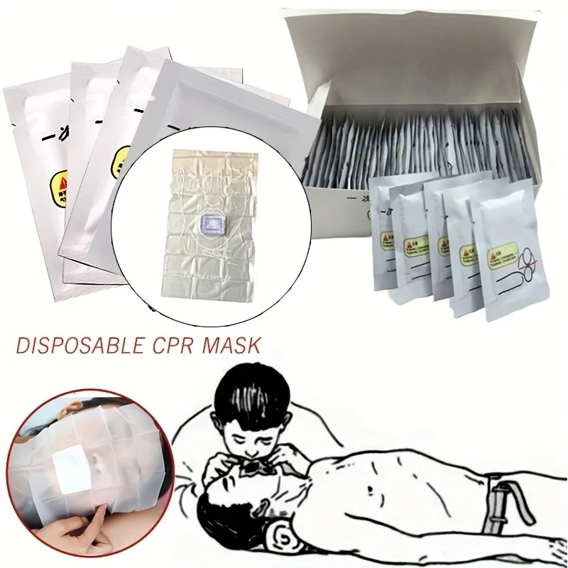 5Pcs Portable First Aid Masks Breathing Mask Medical CPR Resuscitator Rescue Mouth Breath One-Way Valve Tools