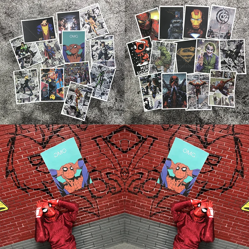 Mini acessório feminino/masculino em escala 1/12, pôster de filme de super herói, papel de parede colecionável, adequado para figura de ação de soldado de 6 polegadas e 7 polegadas