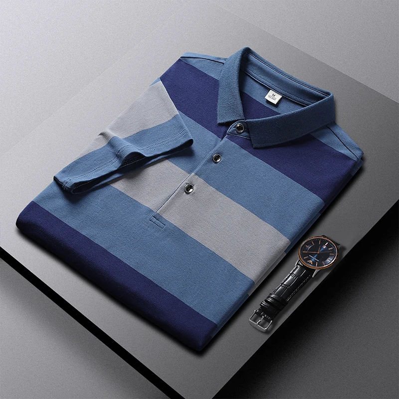 Outdoor Comprehensive Training Pure Cotton Short Sleeved T-shirt Summer Fashion Trend Couple Versatile Striped Polo Shirt