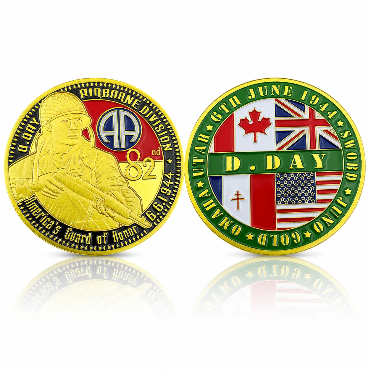 D-Day Commemorative Coin - Normandy Landing 82nd Airborne Division WWII Military Challenge Collectible Veteran Gift Coin