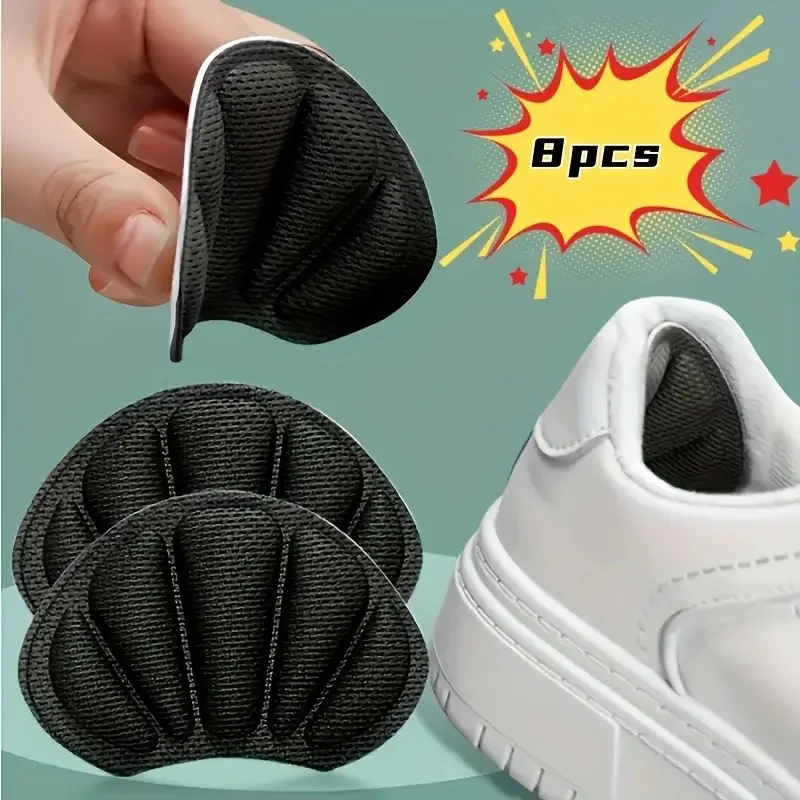 

8-pcs Heel Grips, Self-Adhesive Pads Prevent Shoe Slipping & Blisters, Secure Fit for Sneakers & Flats.