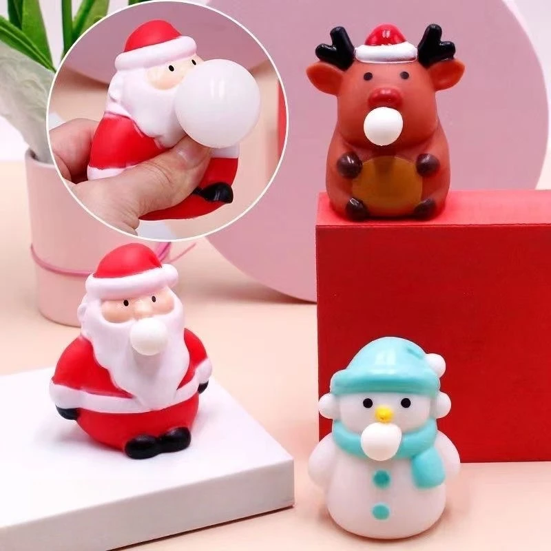 Christmas Stress Relief Squeeze Toys Set Santa Snowman Reindeer Sensory Fidgets for Kids Holiday Party Favors Anti Anxiety Gifts