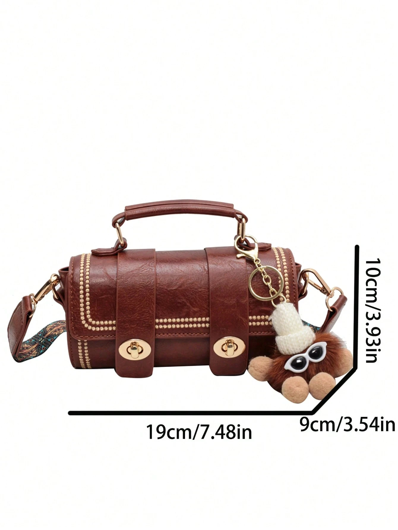 حقيبة يد ريترو صغيرة اسطوانة للنساء، حقيبة كتف كروسبودي للاستخدام اليومي حقيبة كتف أسطوانية على الطراز العتيق حقيبة نسائية