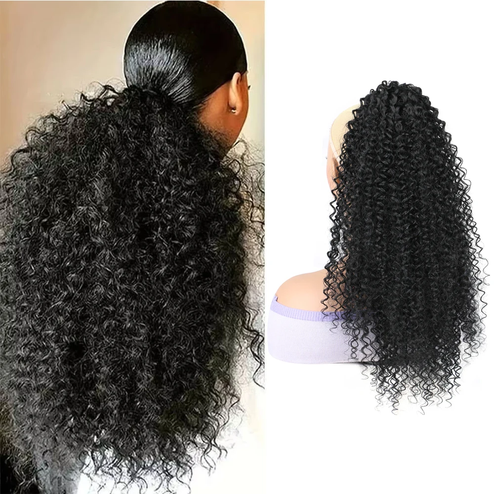 

Drawstring Ponytail Hair Extension Kinky Curly Ponytail for Women Fluffy Afro Kinky Curly Ponytail Hair Extensions Synthetic 18"