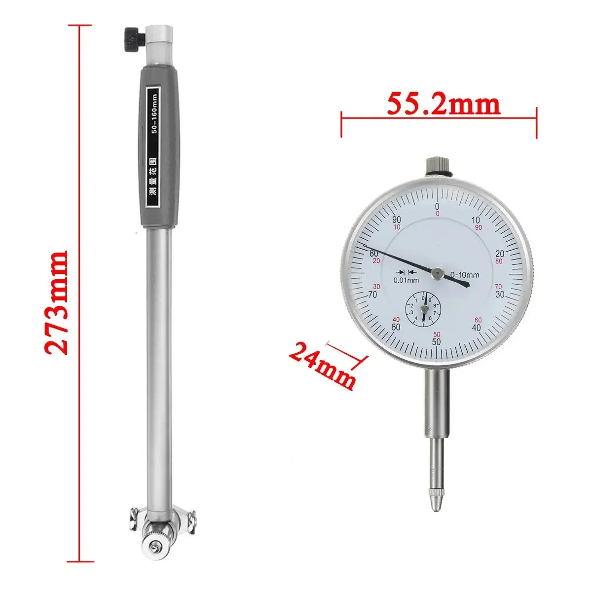 Small Inside Measuring 50-160mm/0.01mm Probe Gage Test Precise Metric Dial Bore Gauge Cylinder Internal