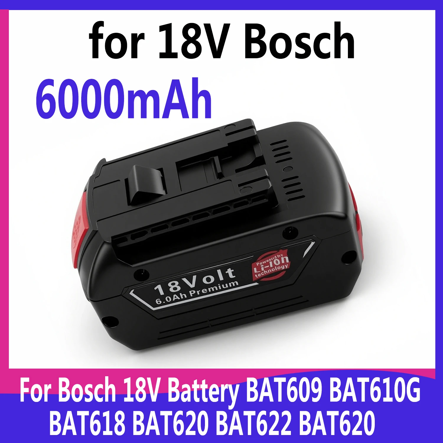 100%Original 18V 6.0Ah Rechargeable lithium ion Battery For Bosch 18V 6.0A Backup Battery Portable Replacement BAT609