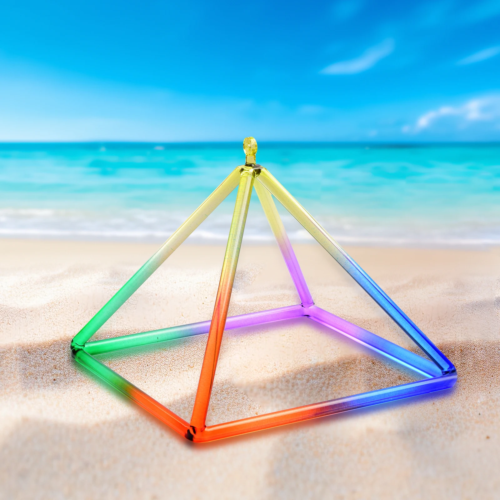 YUN QI QING YIN Clear Quartz Colored Crystal Singing Pyramid Resonance Sound Vibration Instrument For Yoga Relaxation Mindfulness Spiritual Healing