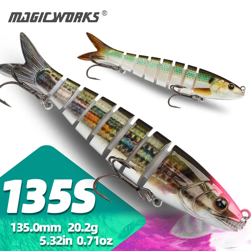 

Magic Works Jointed Fishing Lure 135mm 20.2g Sinking Bait Artificial Baits Wobblers Lures Swimbait Freshwater Bass Pike Tackle