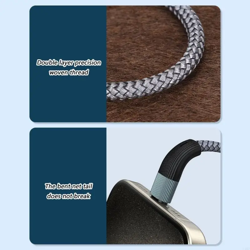 كابل شحن من 1 إلى 2 منفذ USB C PD100W نايلون جديلة بطول 130 سم K1KF #2