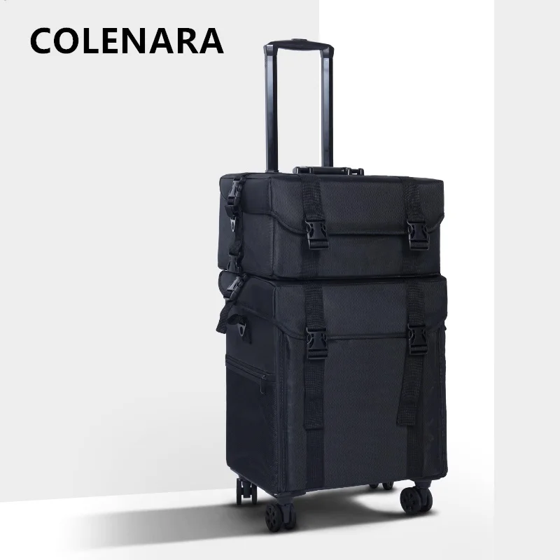 

COLENARA Cosmetic Case Large-capacity Detachable Two-in-one Beauty Make-up Box Oxford Cloth Cosmetic Bag Rolling Luggage