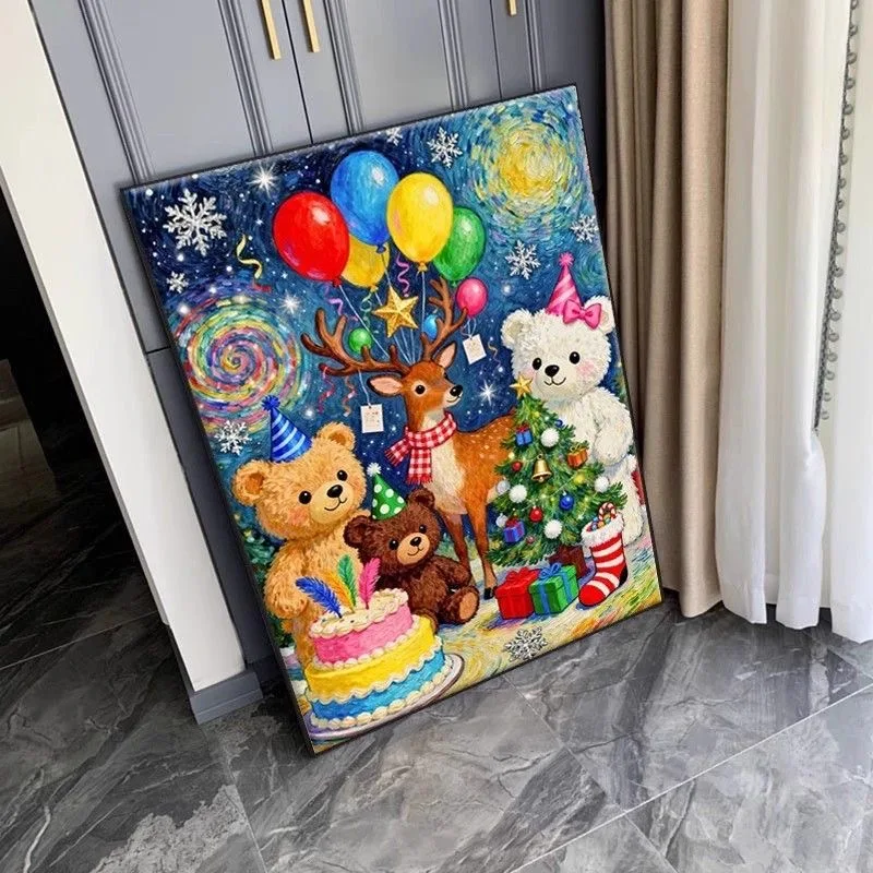 

Праздничный рождественский медведь: 5D алмазная вышивка, мультяшный дизайн, ручная работа, DIY, самоклеящиеся блестящие стразы, декор для гостиной, современная простота