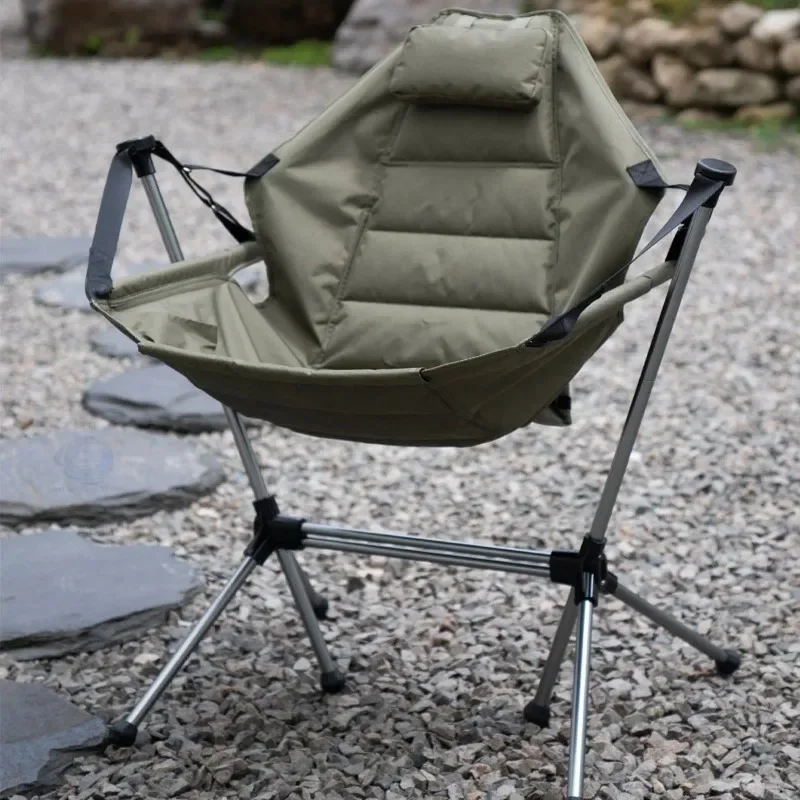 

Patio Rocking Recliner Camping Chair Aluminum Alloy Swing Camp Chair Padded Garden Hammock Camp Chairs With Pillow