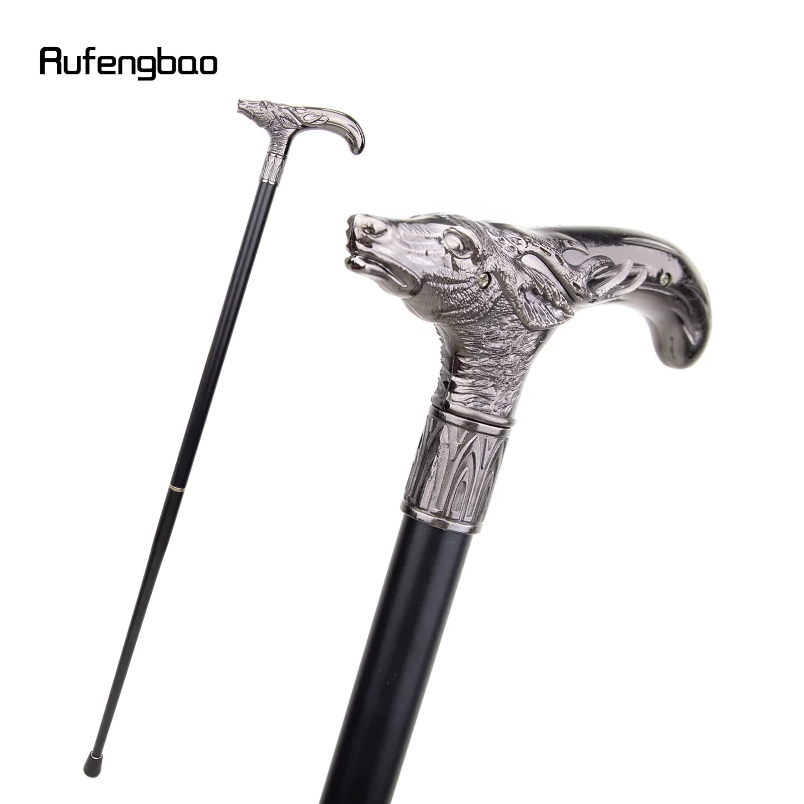 

Sliver Sika Deer Head Walking Cane Fashion Steampunk & Everyday Gentleman Decorative Stick For Cosplay 93cm