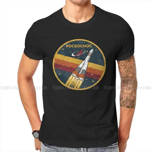 Roscosmos-camisetas con emblema Vintage para hombre, camisetas rusas de la URSS CCCP, camisetas Harajuku de algodón puro, cuello redondo, talla grande