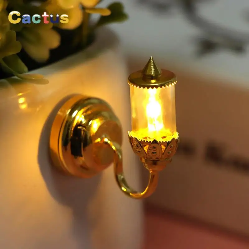 1 pièces 1/6 1/12 échelle maison de poupée lumières Miniature mur LED applique lampe à piles avec interrupteur marche/arrêt accessoires d'éclairage  26