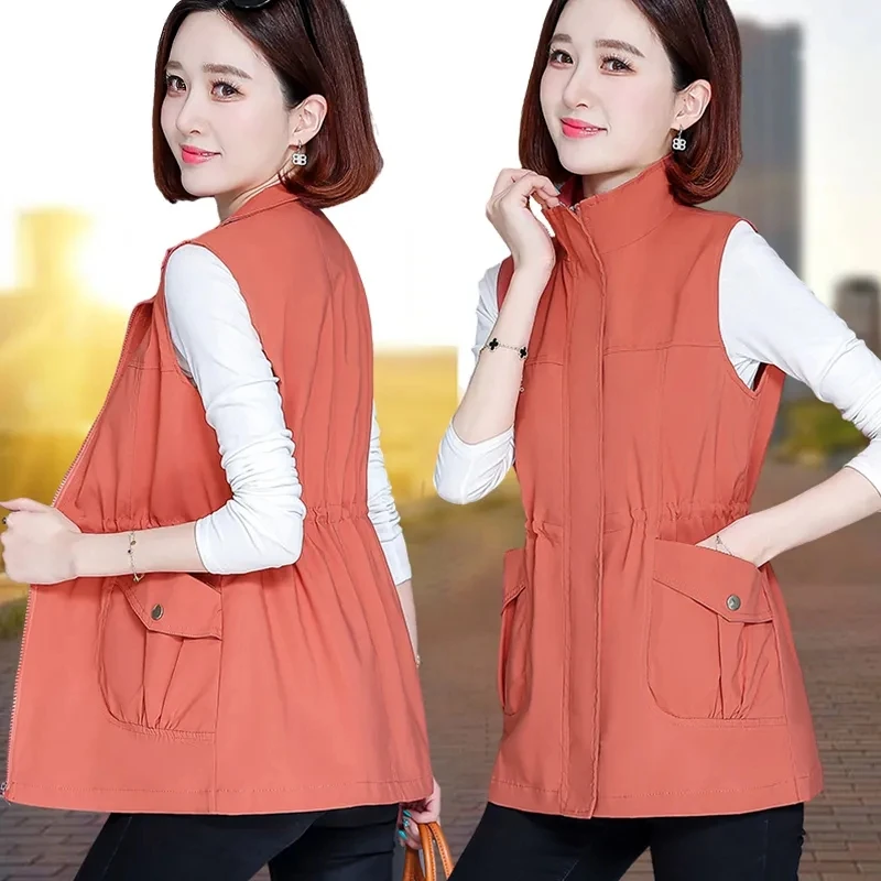 2024 New Spring Summer Vest Jacket Women\'s Korean Sleeveless Coat Female Waistcoat Middle-Aged Mom Casual Tops Outerwear