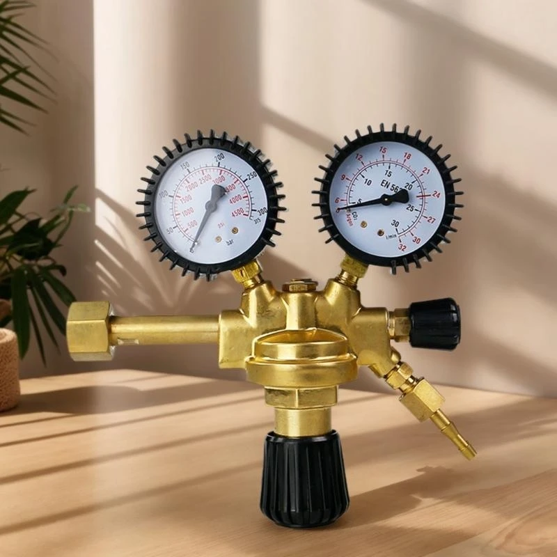 

E15A Argon Gas Meter W21.8 Thread Pressure Reducing Regulator Welding Pressure Reducer Up to 300bar Carbon Dioxide Meter