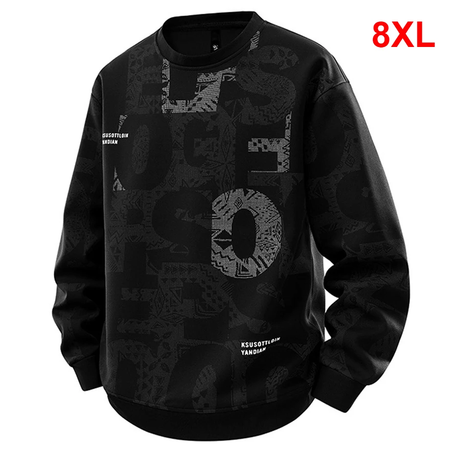

8XL Plus Size Sweatshirts Men Spring Autumn Letter Graffiti Sweatshirt Fashion Casual Pullover Male Big Size 8XL