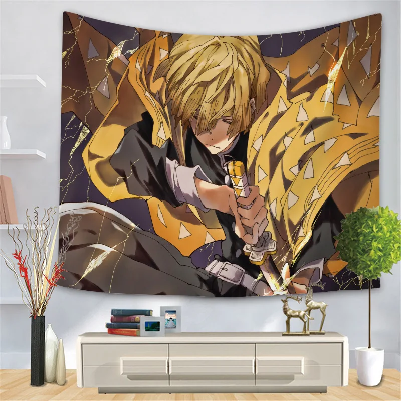 Anime Tapestry Cartoon Ghost Slayer Tapestry Digital Printed Wall Cloth Large Size Tapestry for Home Macrame Wall Hanging