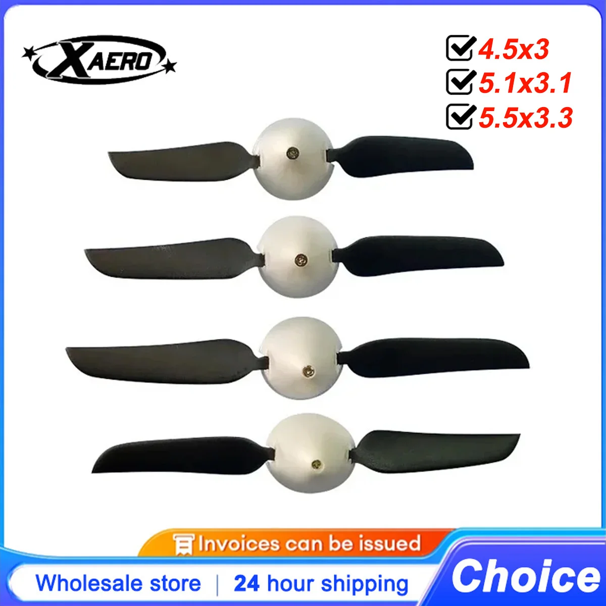 XAERO 1 Juego de Mini conjunto de hélice plegable de plástico HUB4mm sin eje 2,0 para Motor sin escobillas de baja potencia avión RC