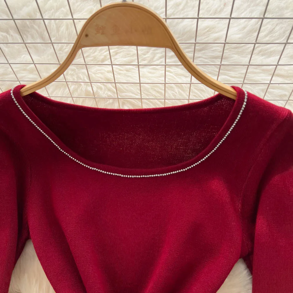 Chic vintage strass collo quadrato sottile elegante fata moda coreana Boho vestito estivo abbigliamento donna