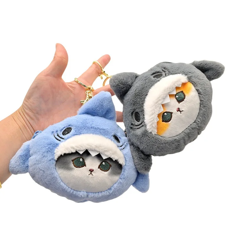 New Mini With Scented Shark Plush Coin Purse Cartoon Cute Sea Animal Shark Plush Portable Storage Coin Purse Headphone Bag