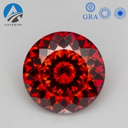 Red Garnet Color Moissanite Loose Stone 100 Faces Cut Russain Cut Moissanite Diamonds Pass Diamond Tester with GRA Certificate