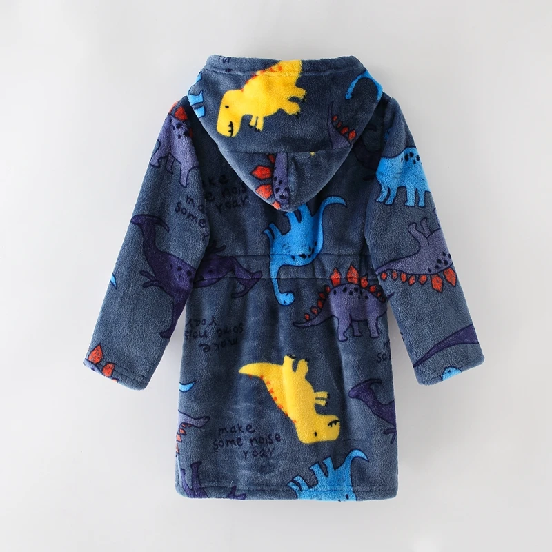 Kids' Pajamas 2026 Autumn/Winter Cartoon Soft Plush Hooded Home Clothes, Colorblock, for 2-8 Year Olds