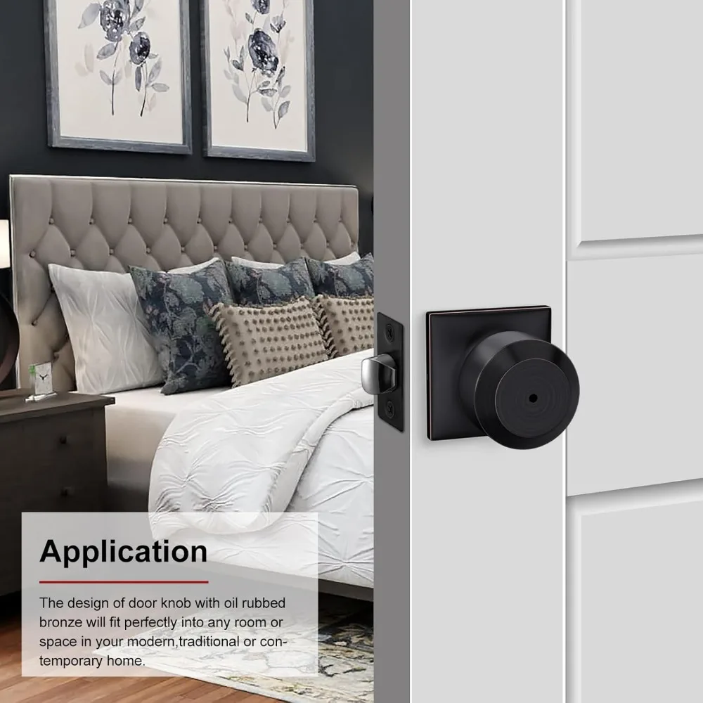 Zestaw 8 klamek do drzwi z wykończeniem w kolorze brązu olejowanego, klamki wewnętrzne z zamkiem zatrzaskowym do sypialni i łazienek, trwałe elementy wyposażenia z brązu.