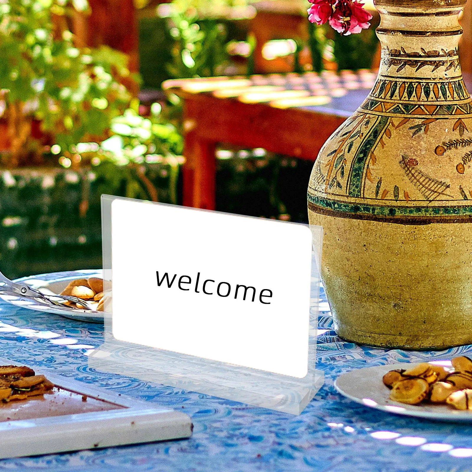 

3Pcs Clear Acrylic T Shape Display Holders Double Sided Vertical Stand Table Sign Display Wedding Restaurant Photos Art