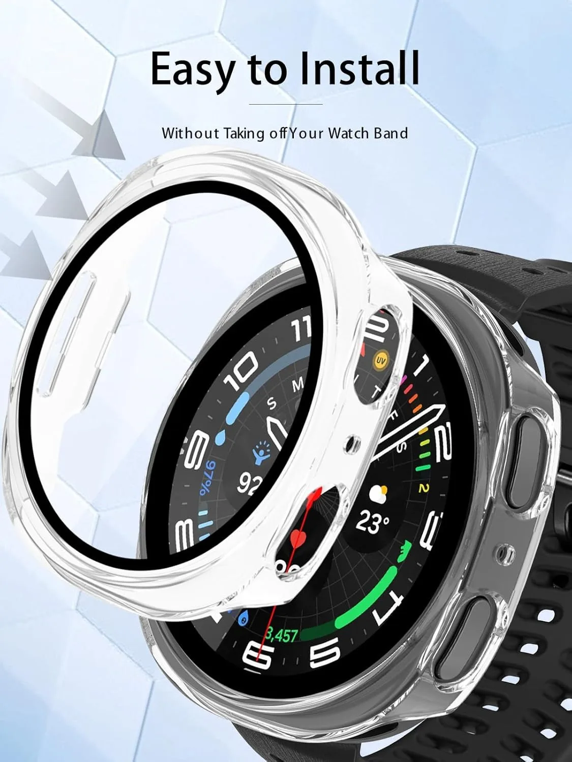 for Samsung Watch8 40/44mm frosted matte case, featuring a glass screen, shockproof and scratch-resistant, easy to install image 4