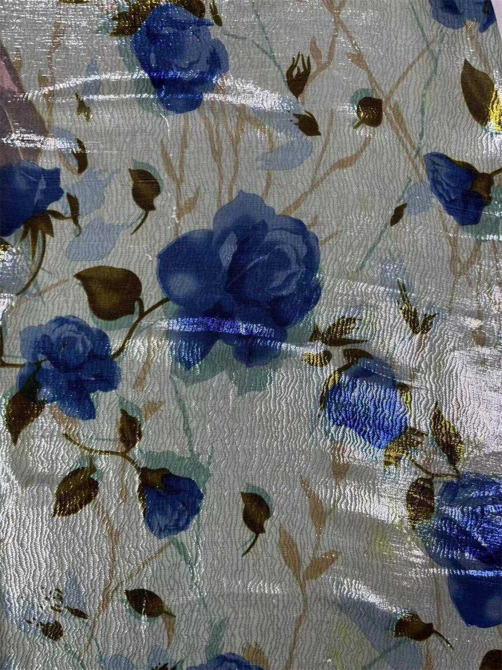 African Metal Silk Fabric High Quality Silk Fabric 5 Yards Dirac Nigerian Silk For Ladies Party Clothing