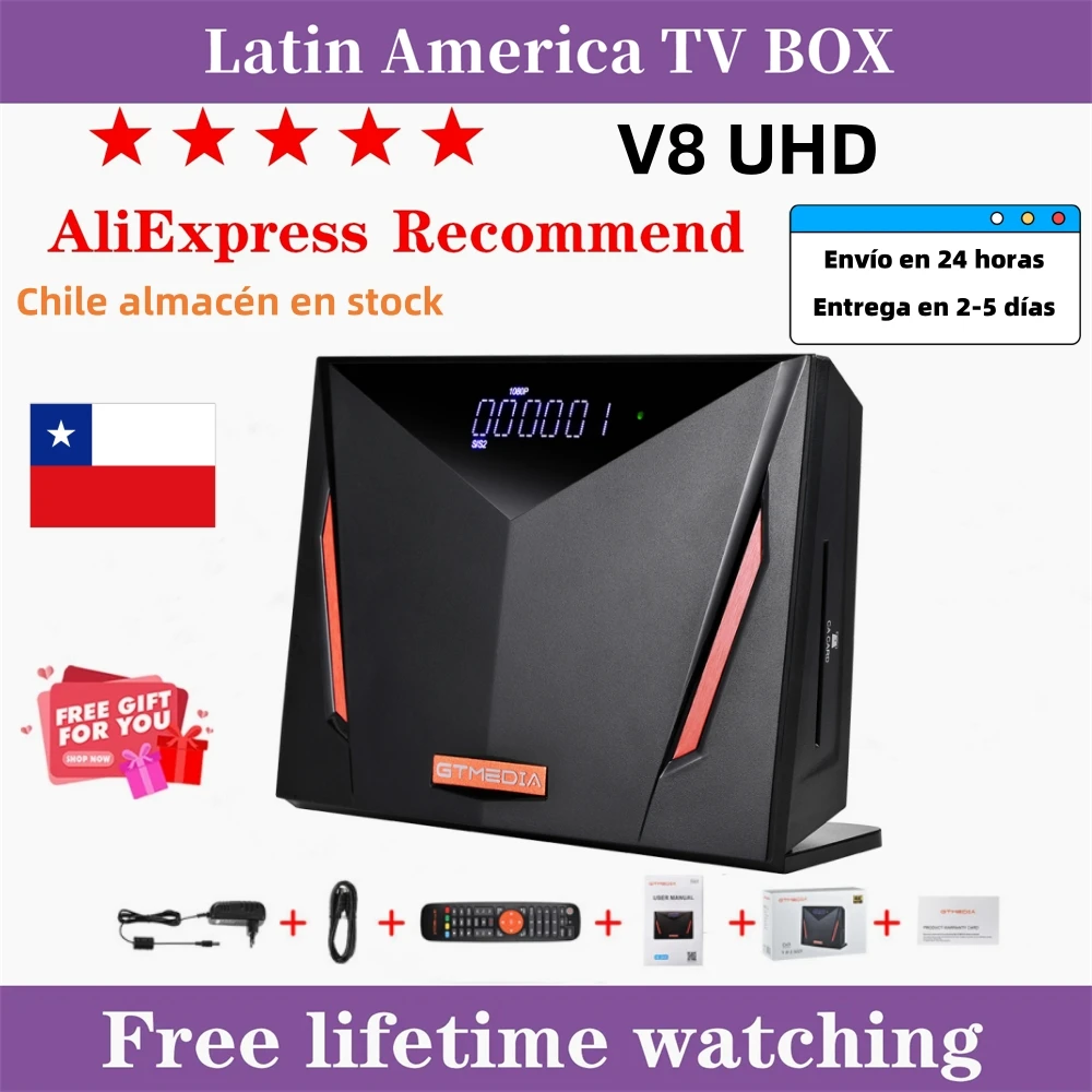 Receptor de satélite GTMEDIA V8 UHD DVB-S/S2/S2X+T/T2+ISDB-T+Cabo (J83.A/C)+ATSC-C(J83.B) 4K Ultra HD Display decodificador multiformato