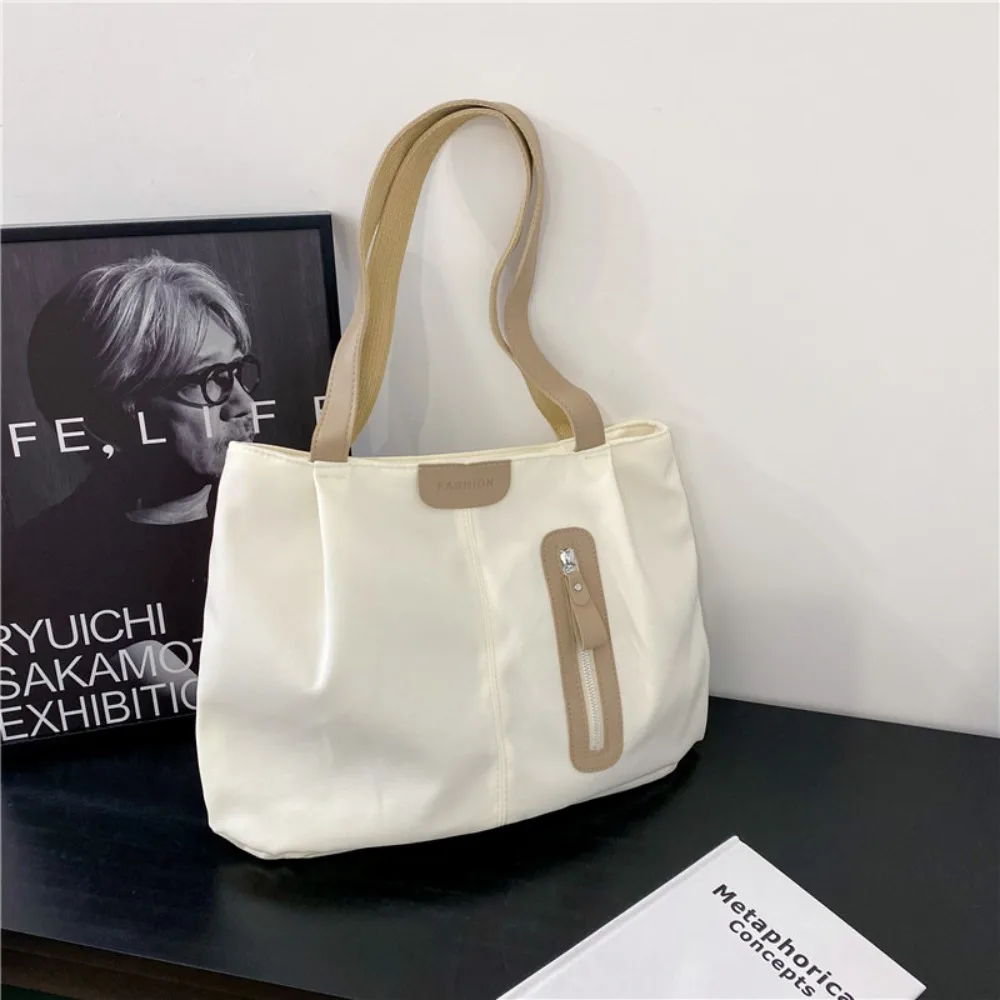 

Large Capacity Solid Color Shoulder Bag Solid Color Lightweight Eco Bag Vacation Tote Bag Korean Style Office Worker Tote