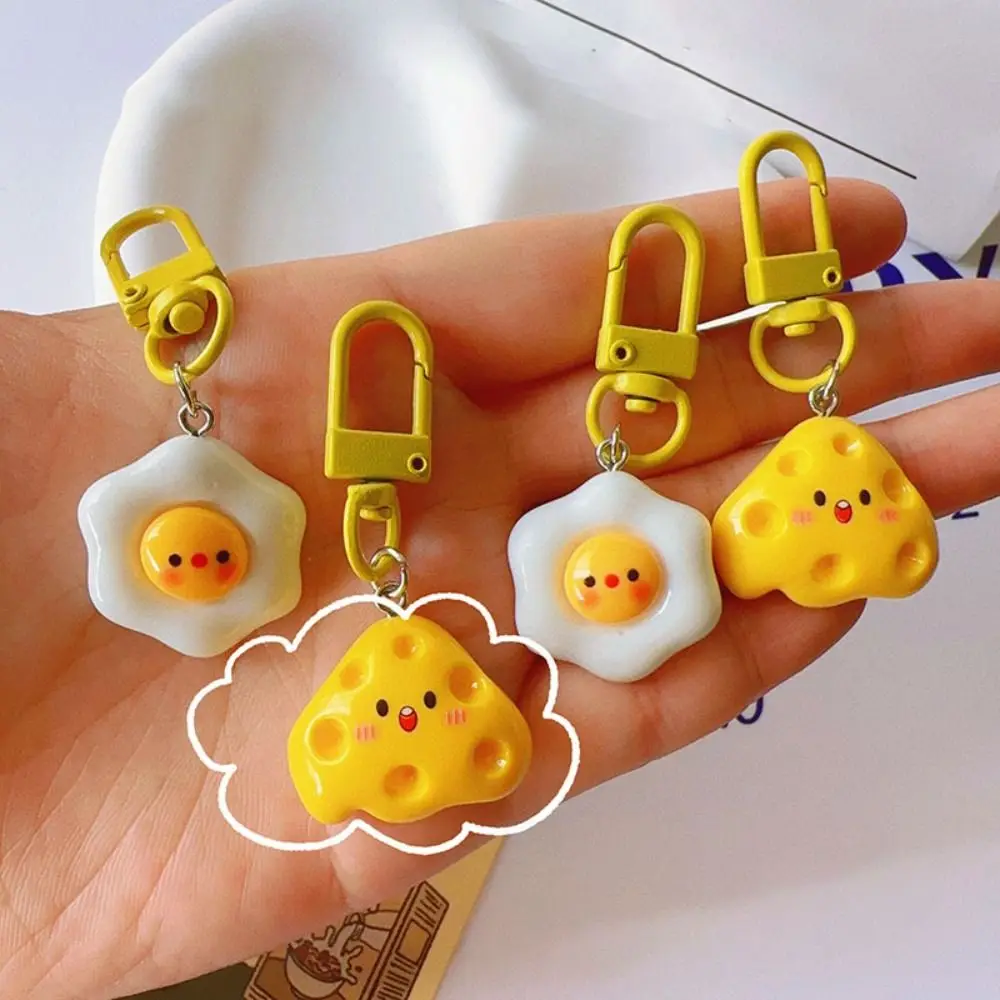 Bag Accessories Poached Egg/Cheese Cute Keychain Resin Girlfriends Gift Cartoon Hanging Ornament Handbag Decoration Bag Pendant