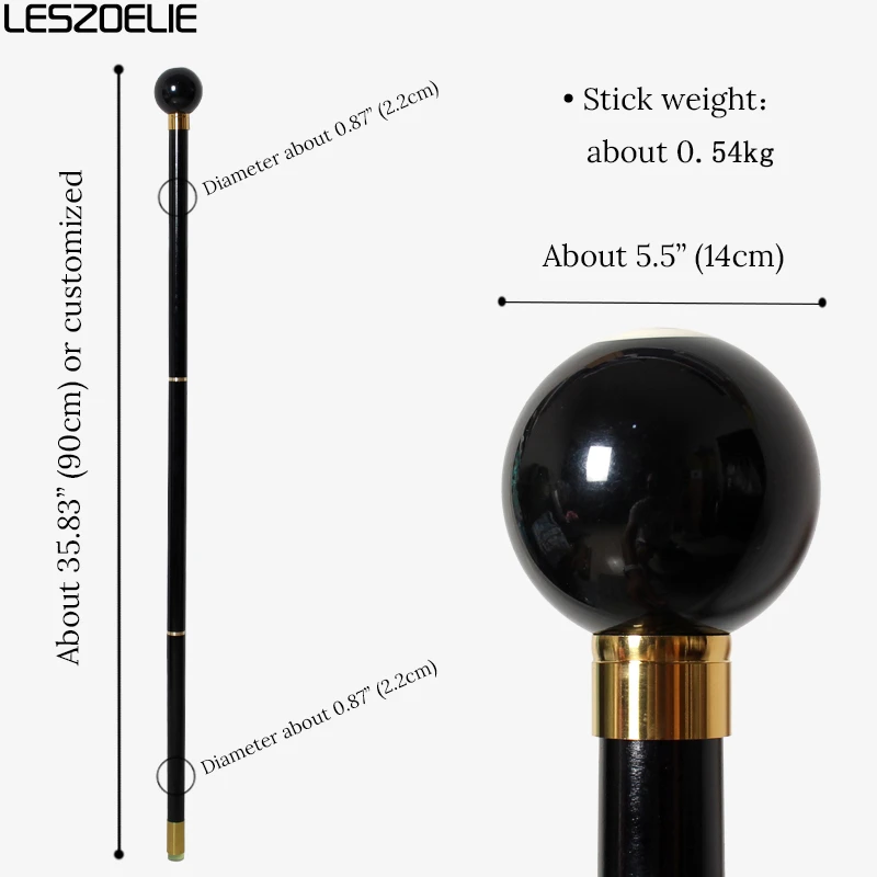 90 سنتيمتر 8th الأسود البلياردو الراتنج مقبض عصا للمشي 3-قطعة أنيقة المألوف قصب خشبية سوداء للرجال والنساء
