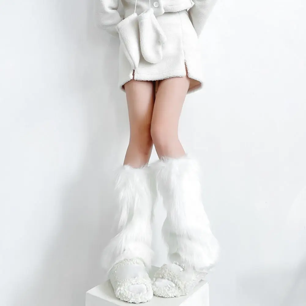 Fashion Y2k Imitation Fur Leg Warmers JK Spicy Girl Winter Leg Covers Footcover Retro Boot Cover Fall Winter