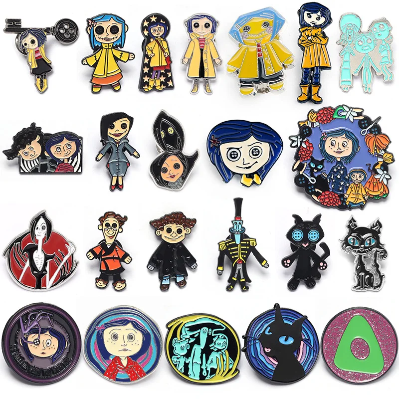 أفلام الرعب المتحركة كورالاين دمية المينا دبابيس شخصية كرتونية دور بروش شارة التلبيب الشرير هالوين مجوهرات هدية لصديق #1