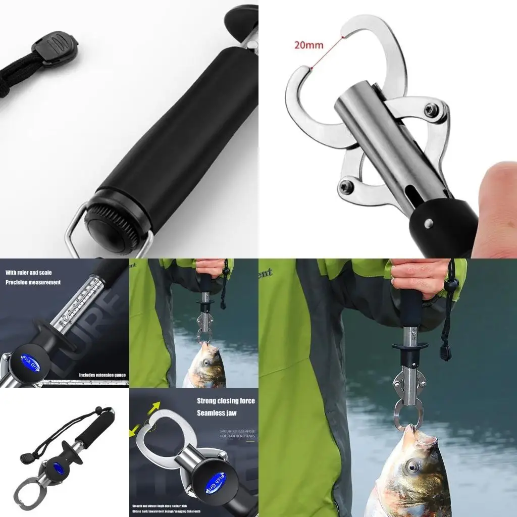 

R6FE Fishing Lip Grabber with Scale Controller Clamps Fish Hook Catcher Remover