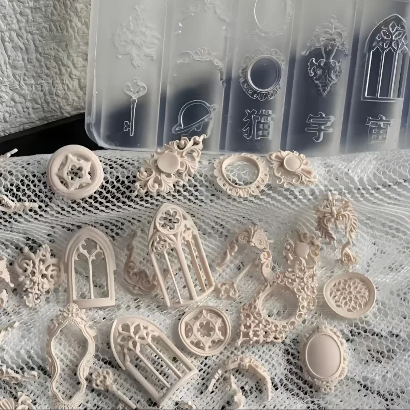 1 pc silicone molde da arte do prego estilo europeu retro padrões castiçal vela arte do prego decoração 3d diy transparente molde do prego