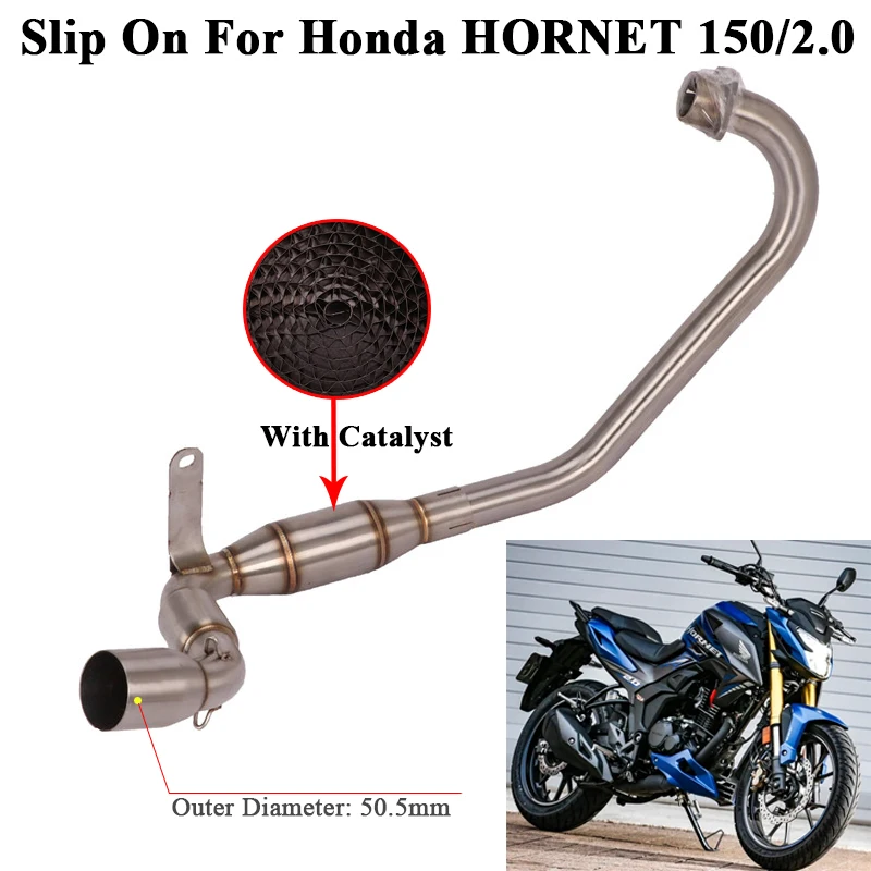 

Slip On For Honda HORNET 2.0 150 HORNET150 2021 2022 Motorcycle Exhaust Systems Front Link Pipe Catalyst Escape 51mm Muffler