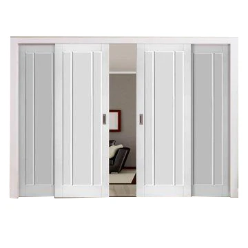 Interior Living Room Partition Wall Sliding Doors  White Solid Wood Door