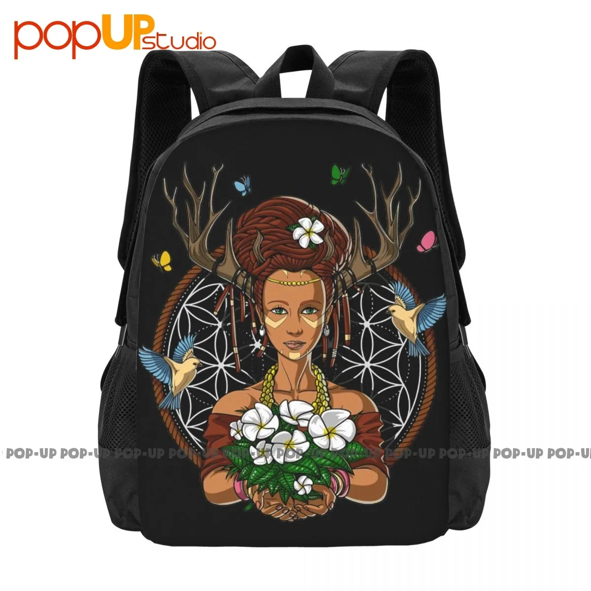 Ayahuasca Shaman Hippie Psychedelic Dmt Fantasy Forest Witch Backpack Large Capacity Creative Riding Backpack