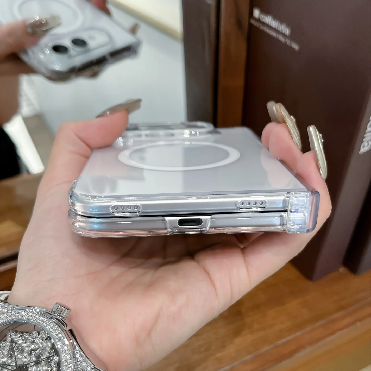 Luxury Transparent Mirror Magnetic for Magsafe Phone Case for IPhoneUltra 18Fold Hinge 3in1 Slim Shockproof Cover for IPhone Duo - view 4