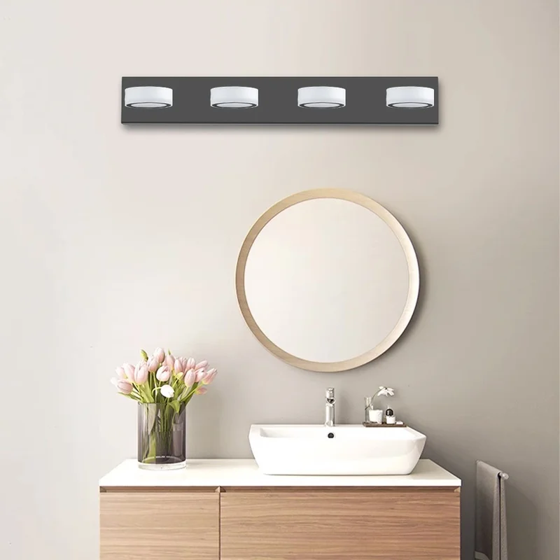 

29" Modern 4-Light LED Wall Light, Sleek Black Bathroom Mirror Fixture for Shower and Decor