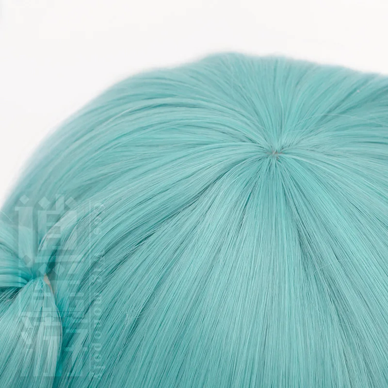 Peruca Cosplay Anime Miku com Cauda Dupla de Cavalo, Cabelo Sintético, Verde Gradual, Boné Resistente ao Calor, Festa de Halloween, Perucas Cosplay, 45 + 50cm