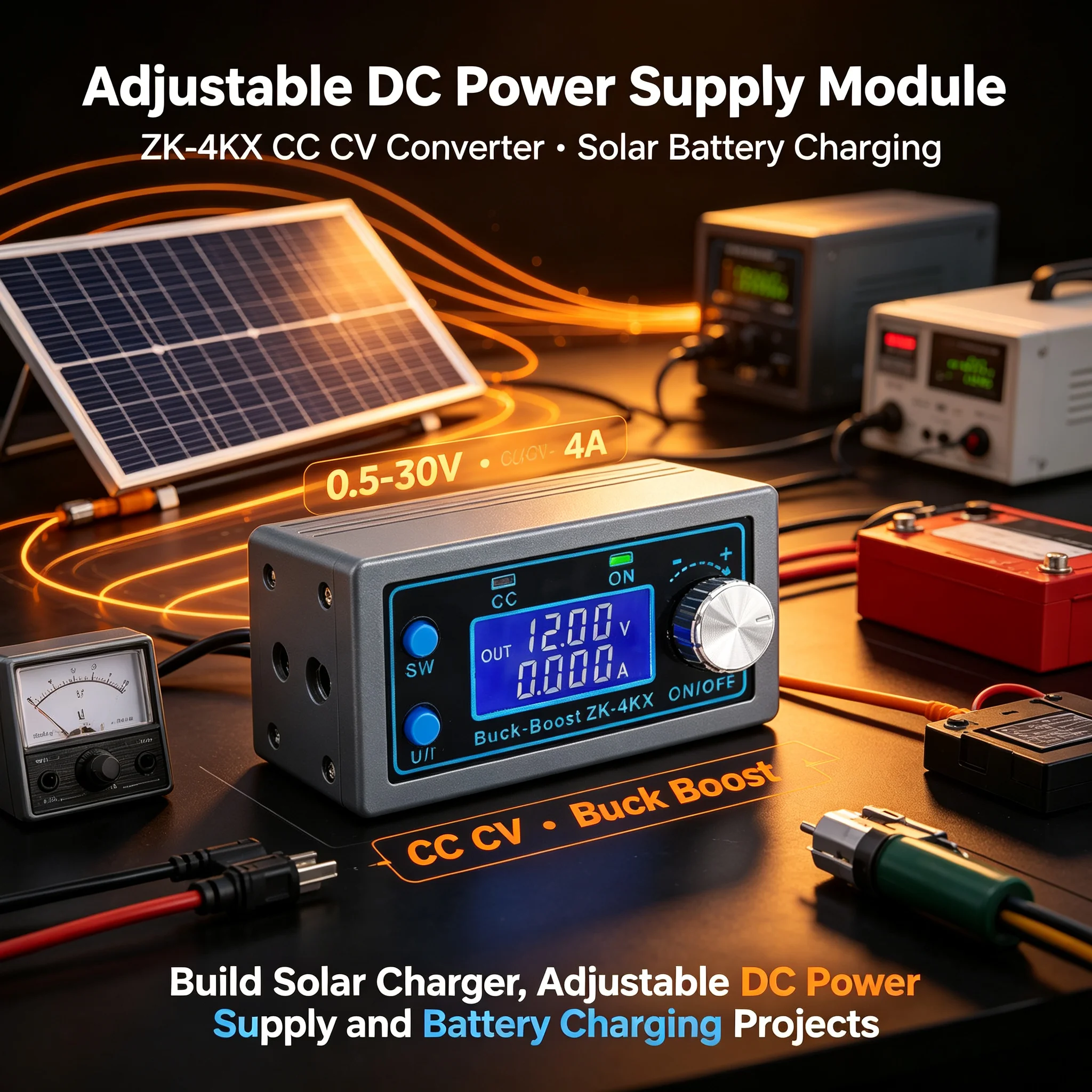 DIY Caspian store 5Pcs ZK-4KX CNC DC Buck Boost Converter CC CV 0.5-30V 4A Adjustable for Solar Battery Charging